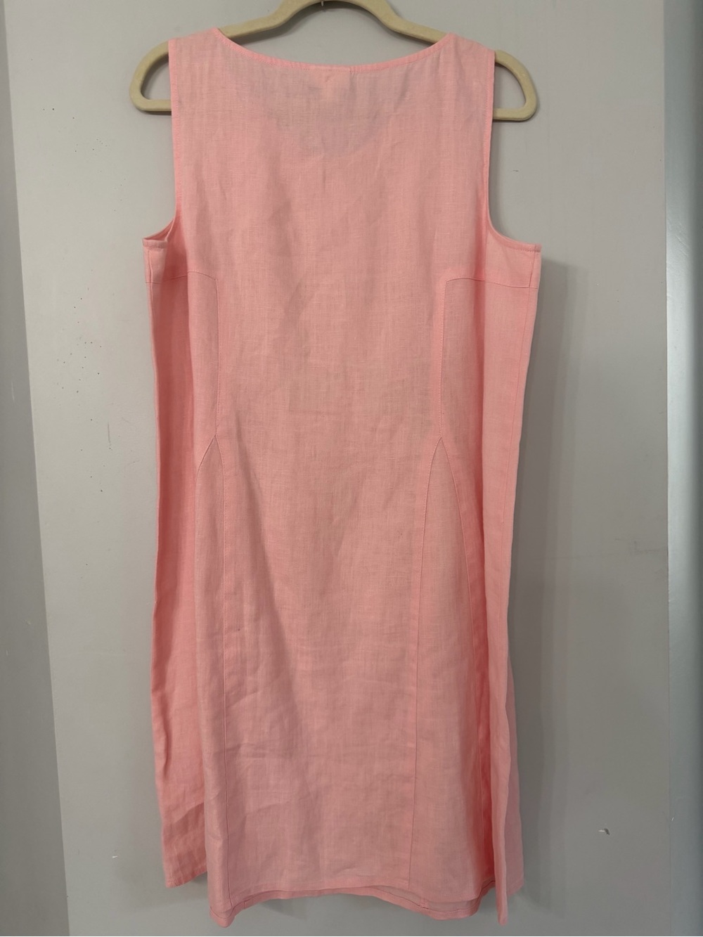 J. Jill women’s medium light pink v-neck 100% linen summer shift dress midi - Picture 6 of 6